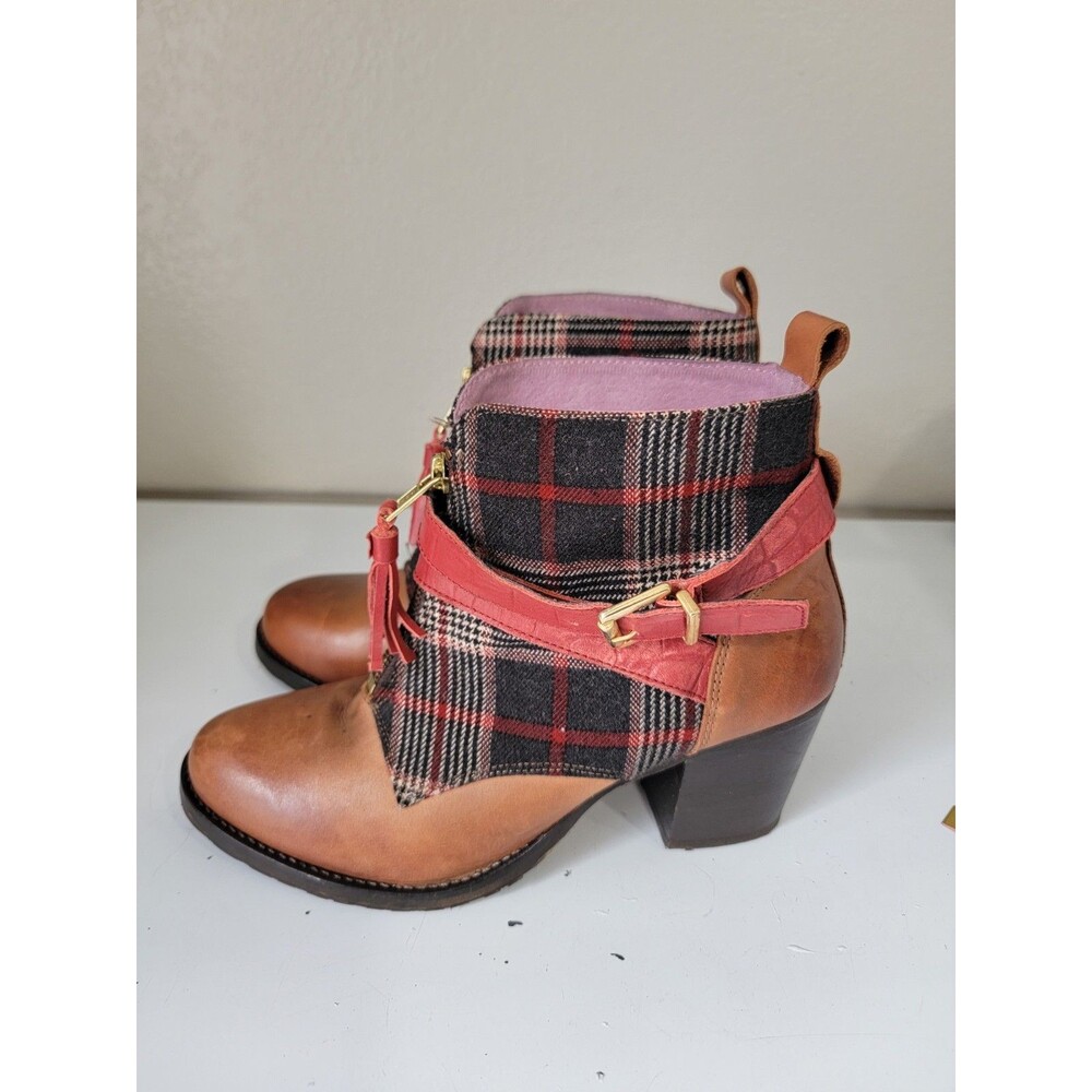 Bed of Roses Women’s Plaid Leather Ankle Boots Portugal EU 40 US 9-9.5